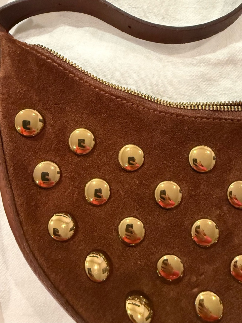 Madewell Brown Suede Studded Crossbody Bag - Picture 2 of 3